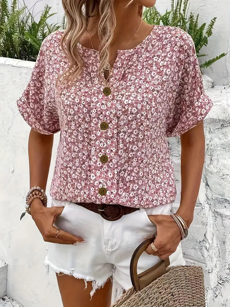 Wolena | Effortless Floral Button-Up Top for Damen