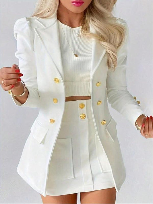 MAGDA™ - Elegant Two-Piece Blazer & Skirt Set for Winter & Fall Fashion