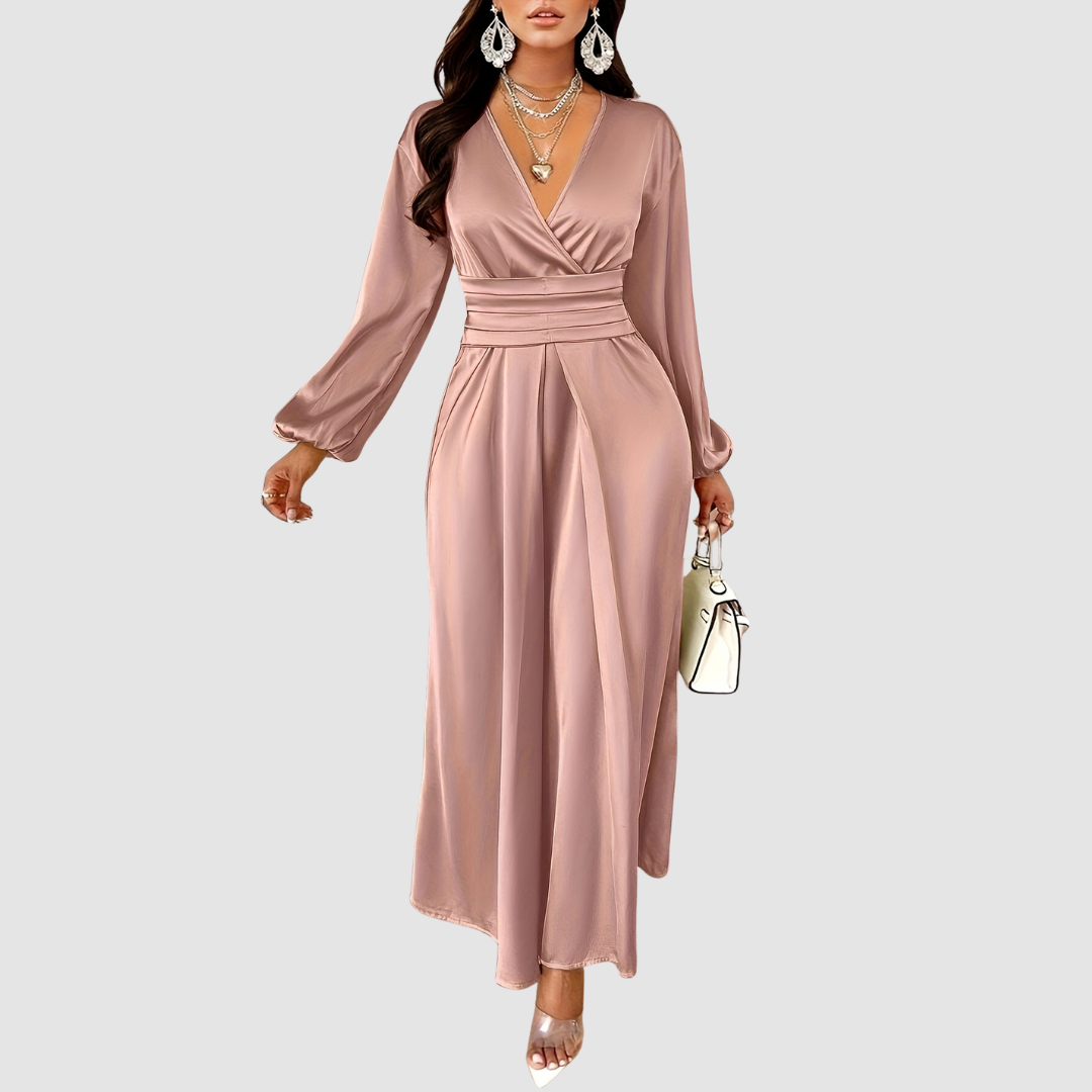 Eleanor Bloom | Pleated Satin Maxi Kleid