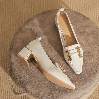 Destiny | Stylish Loafers with Block Heel – Elegant Pointed-Toe Schuhe for Office & Everyday Wear