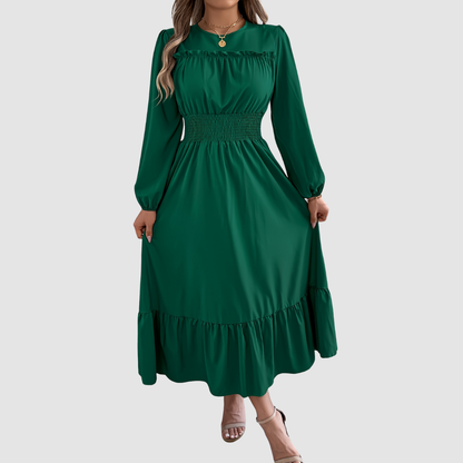 Isola Lane | Navy Ruffled Hem Midikleid