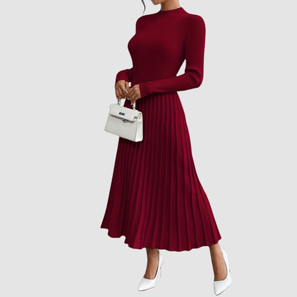 Evelyn Grace | High-Neck Long-Sleeve Maxi Kleid