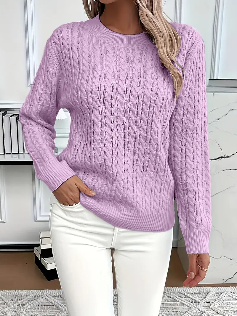 Esther | Damen Long Sleeve Cable Knit Sweater