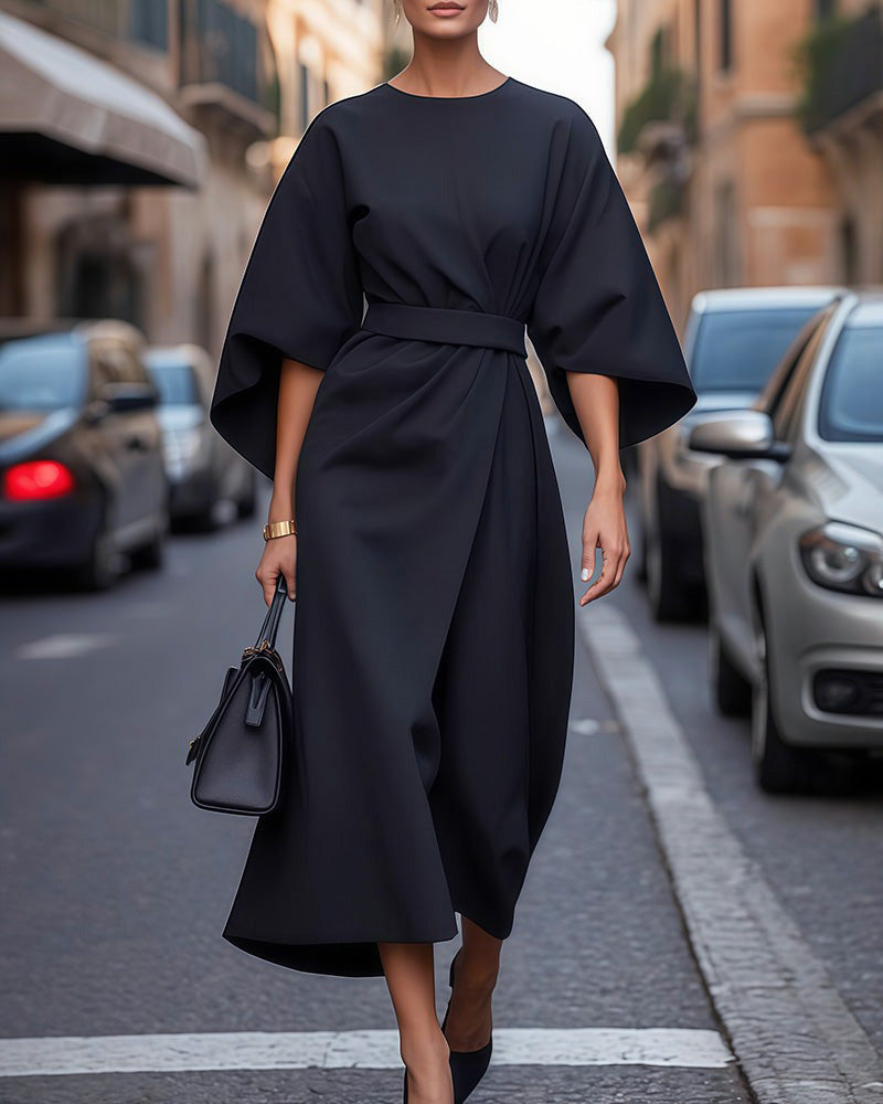 Celestine | Elegant Kleid with Lantern Sleeves and Belt