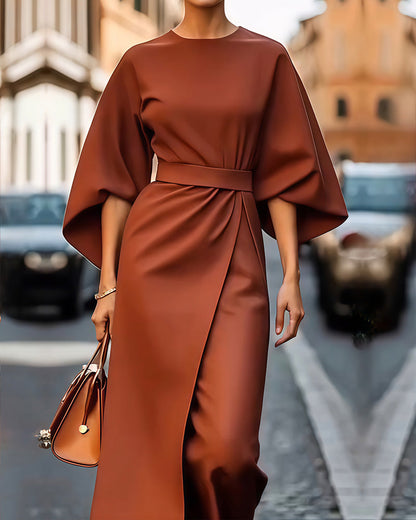 Celestine | Elegant Kleid with Lantern Sleeves and Belt