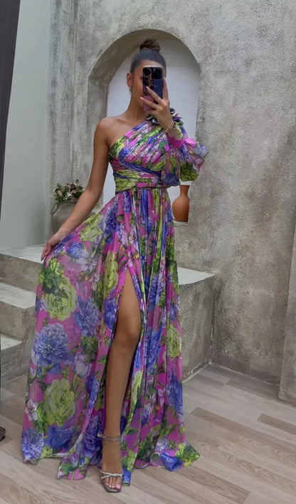 Whitney | Elegant Flowy Shoulder Kleid for Summer Events