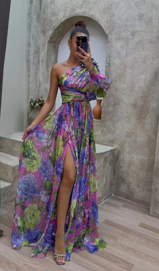 Whitney | Elegant Flowy Shoulder Kleid for Summer Events