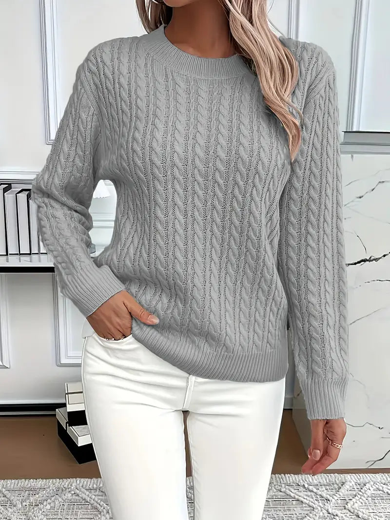 Esther | Damen Long Sleeve Cable Knit Sweater