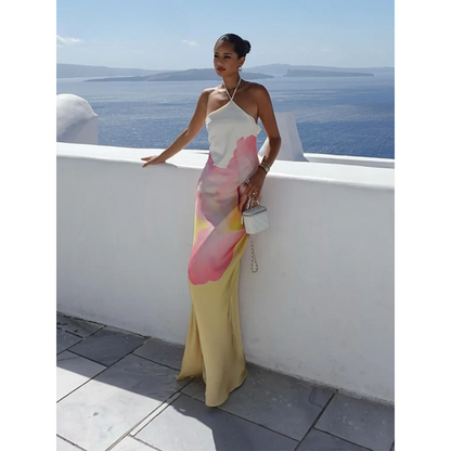 Hannah | Elegant Floral One-Shoulder Maxi Kleid