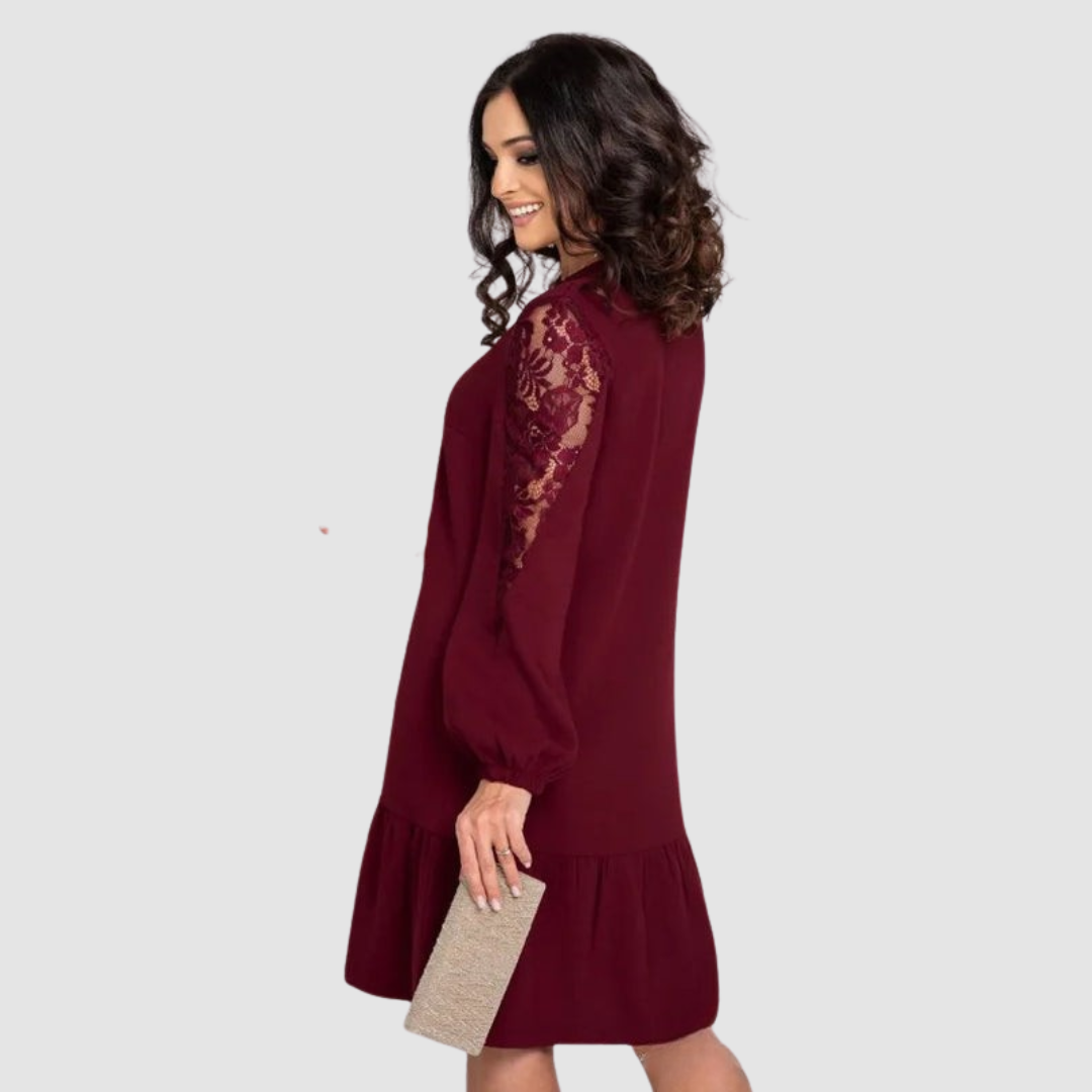 Lowri Quinn | Lace-Sleeve Midikleid