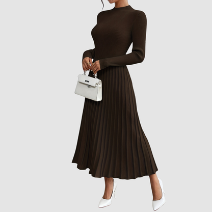Evelyn Grace | High-Neck Long-Sleeve Maxi Kleid