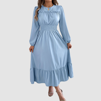 Isola Lane | Navy Ruffled Hem Midikleid