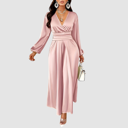 Eleanor Bloom | Pleated Satin Maxi Kleid