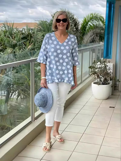 Dulce | Vintage Printed Top with Timeless Elegance for Damen