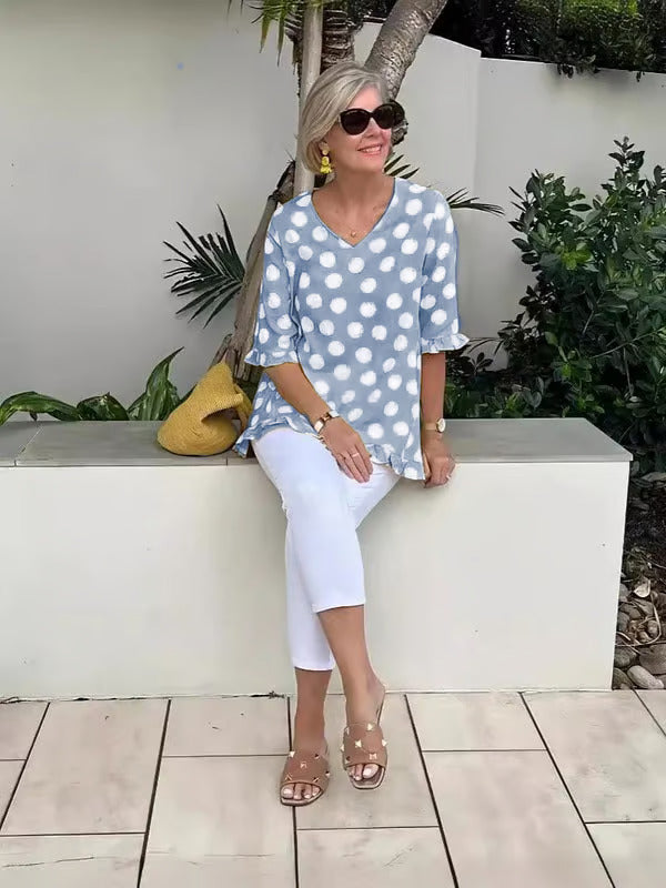Dulce | Vintage Printed Top with Timeless Elegance for Damen