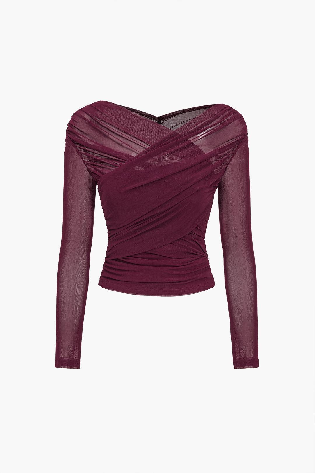 Fern | Damen Ruched Mesh Long Sleeve Top