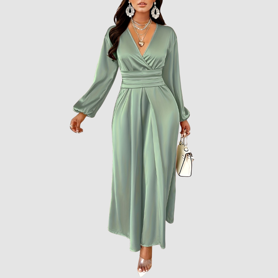 Eleanor Bloom | Pleated Satin Maxi Kleid