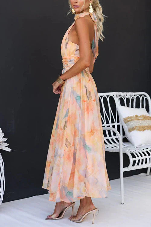 Sandra | Elegant Watercolour Maxi Kleid for Summer