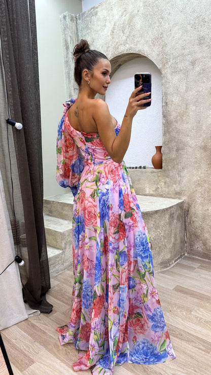 Whitney | Elegant Flowy Shoulder Kleid for Summer Events