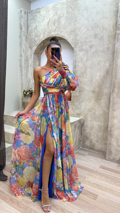 Whitney | Elegant Flowy Shoulder Kleid for Summer Events
