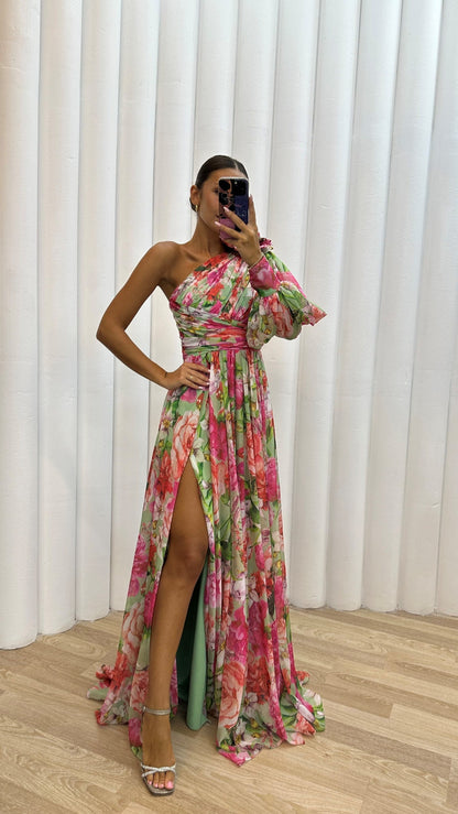 Whitney | Elegant Flowy Shoulder Kleid for Summer Events