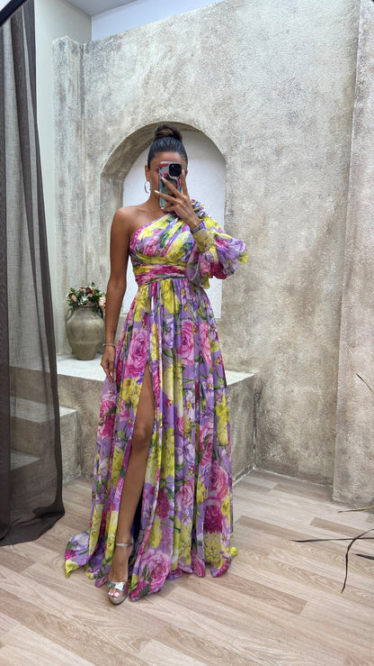 Whitney | Elegant Flowy Shoulder Kleid for Summer Events