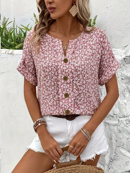 Wolena | Effortless Floral Button-Up Top for Damen