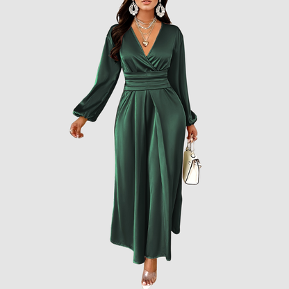 Eleanor Bloom | Pleated Satin Maxi Kleid