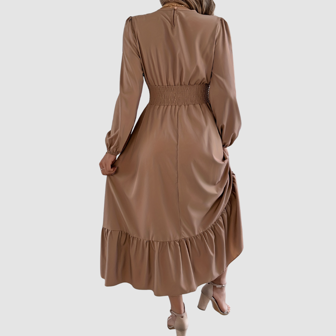 Isola Lane | Navy Ruffled Hem Midikleid