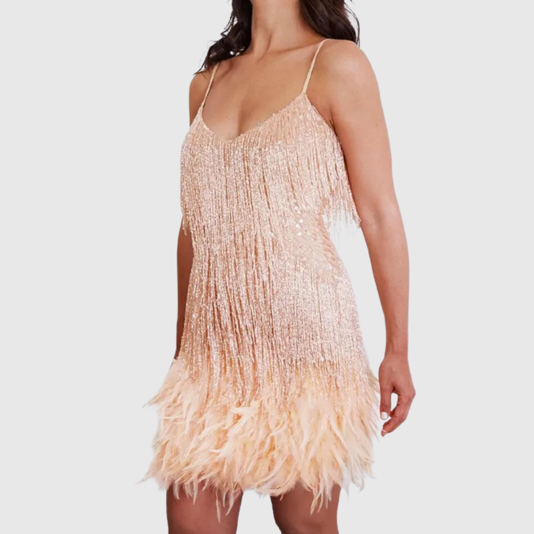 Isimay | Cocktail Kleid with Feather Fringe