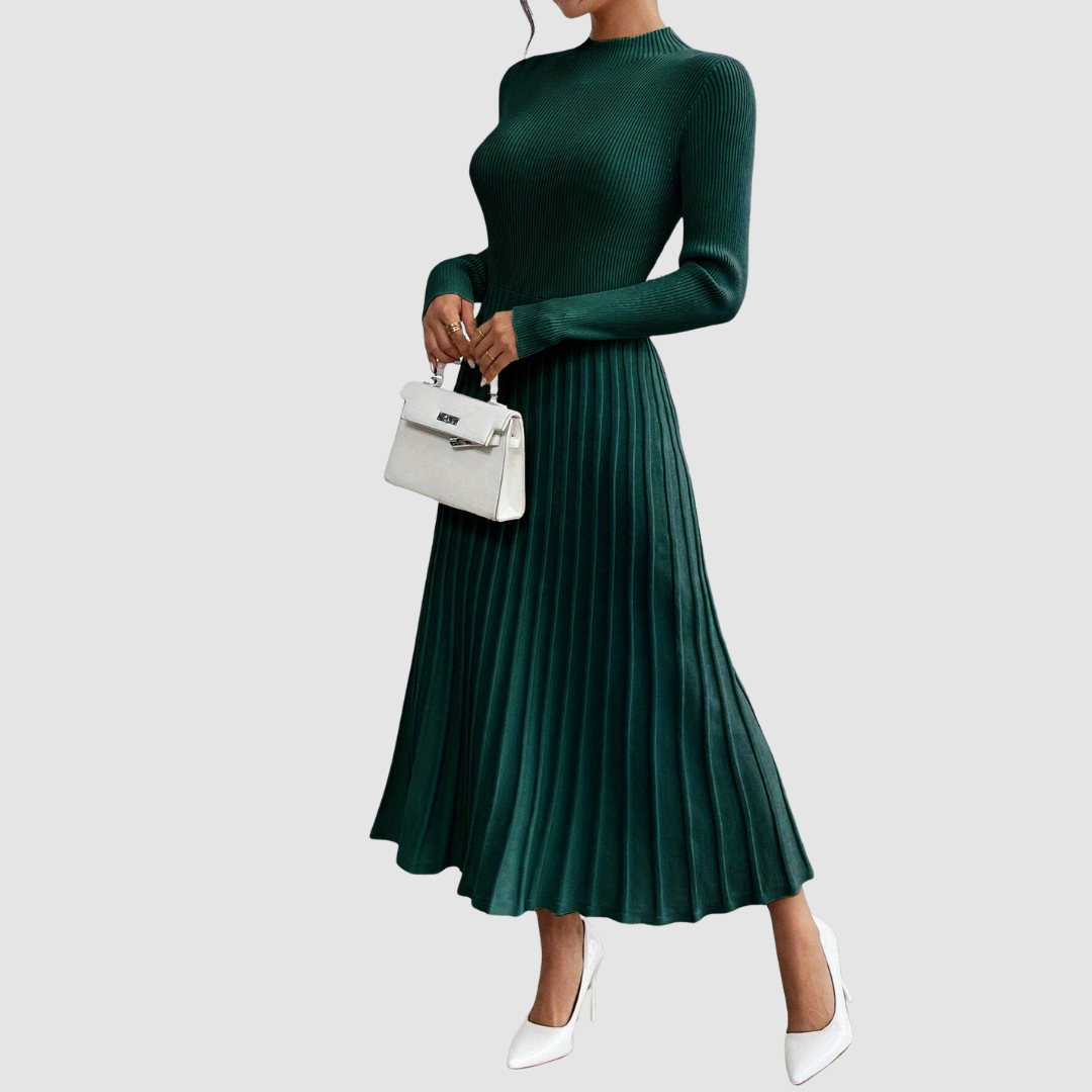 Evelyn Grace | High-Neck Long-Sleeve Maxi Kleid