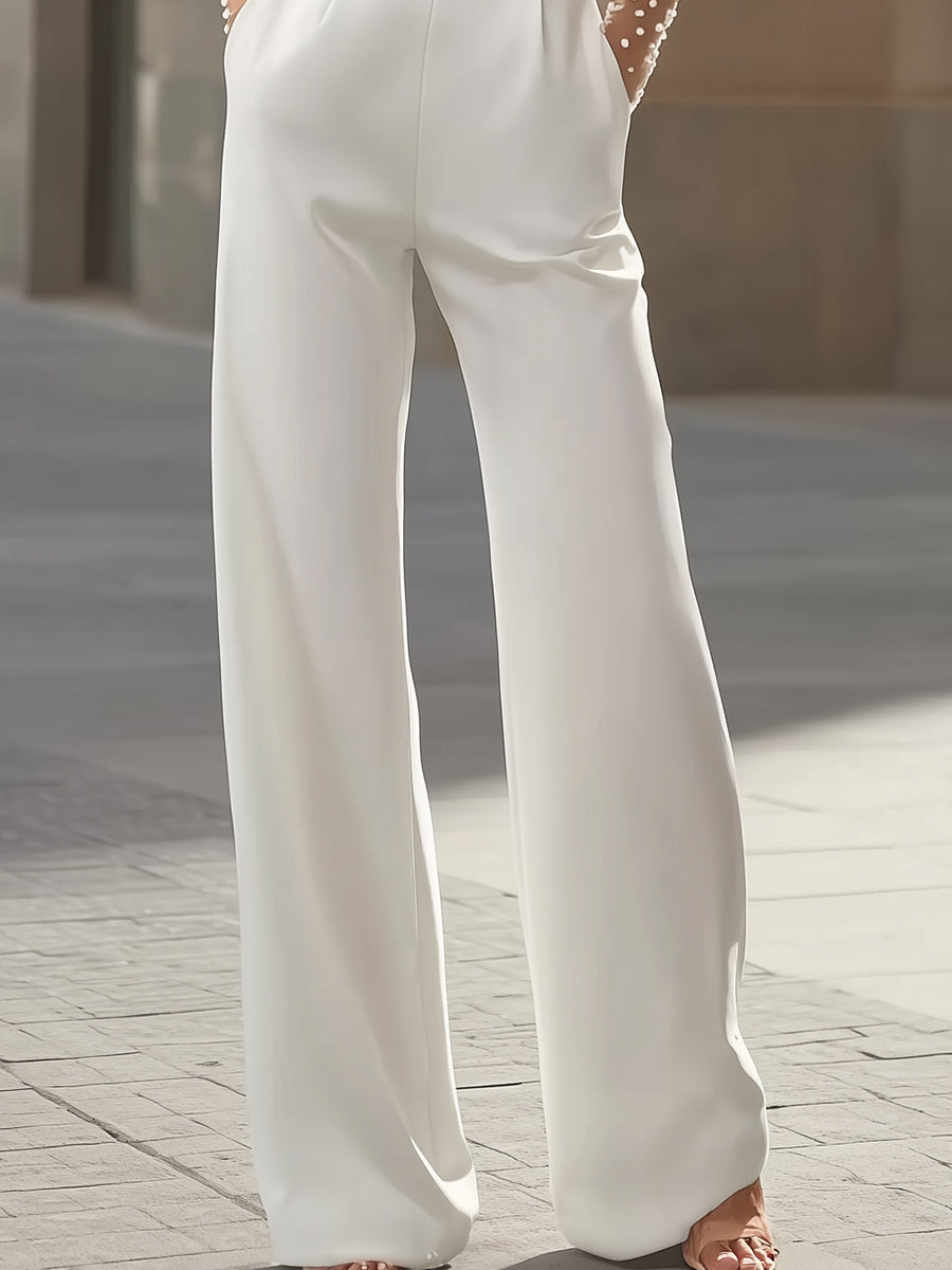 Araminta | Perle-Embellished White Jumpsuit