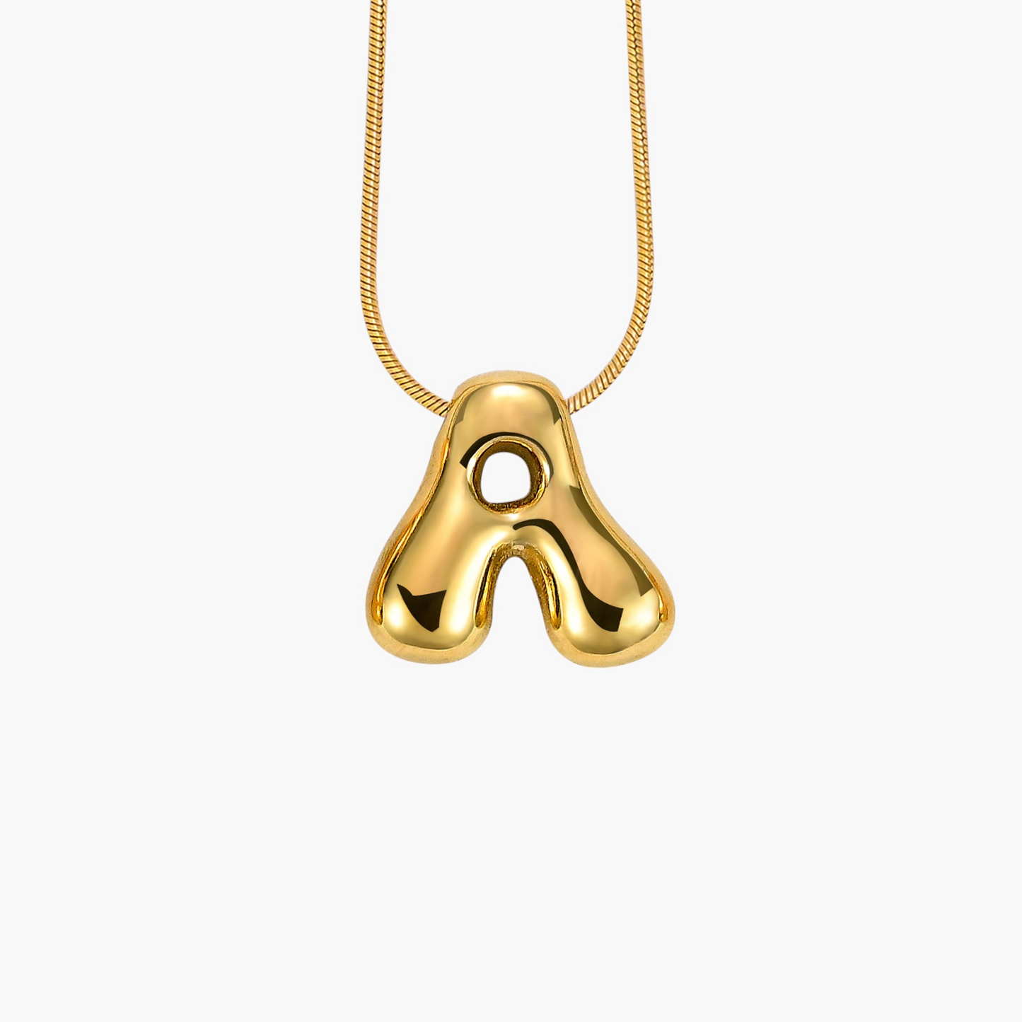 Golden Glow Bubble Letter Initial Halskette