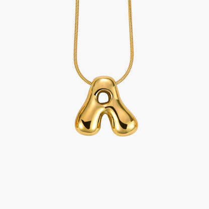 Golden Glow Bubble Letter Initial Halskette