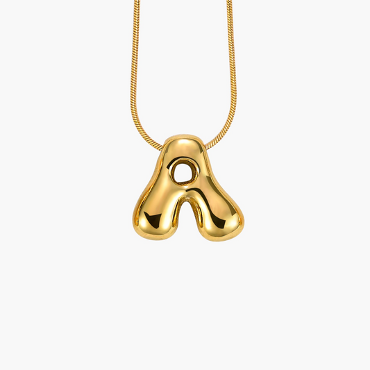 Golden Glow Bubble Letter Initial Halskette