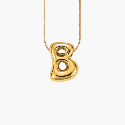 Golden Glow Bubble Letter Initial Halskette