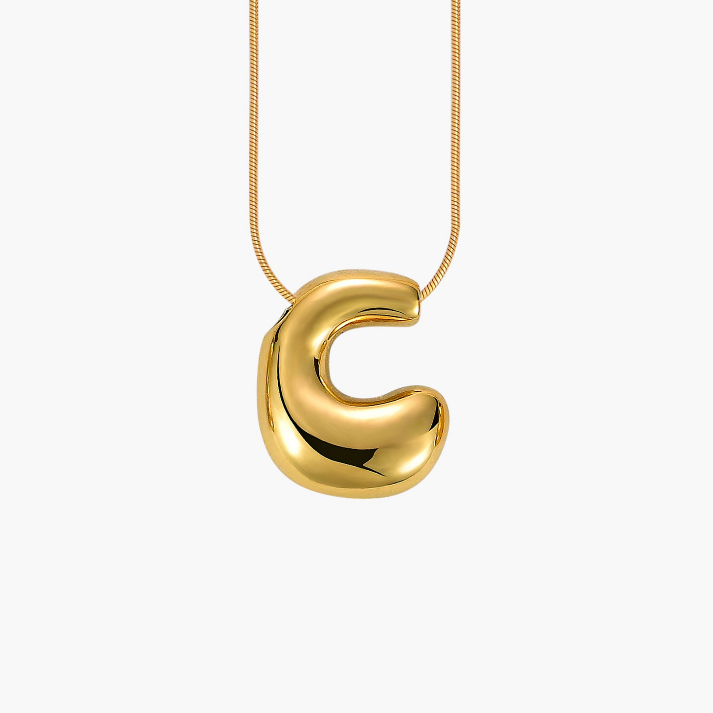 Golden Glow Bubble Letter Initial Halskette