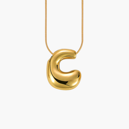 Golden Glow Bubble Letter Initial Halskette