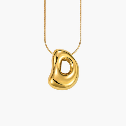 Golden Glow Bubble Letter Initial Halskette