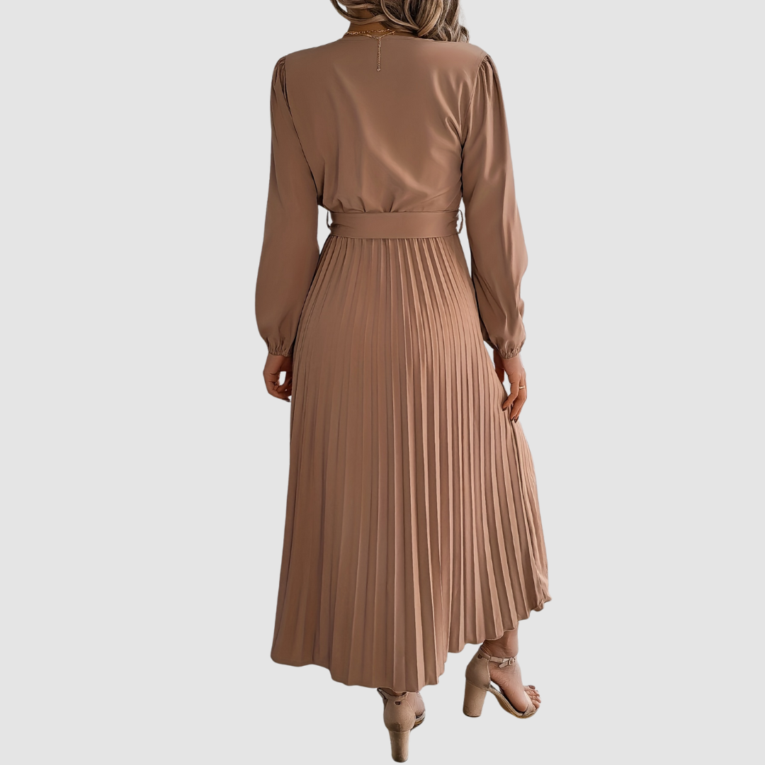 Celeste Bloom | Pleated Long-Sleeve Midikleid