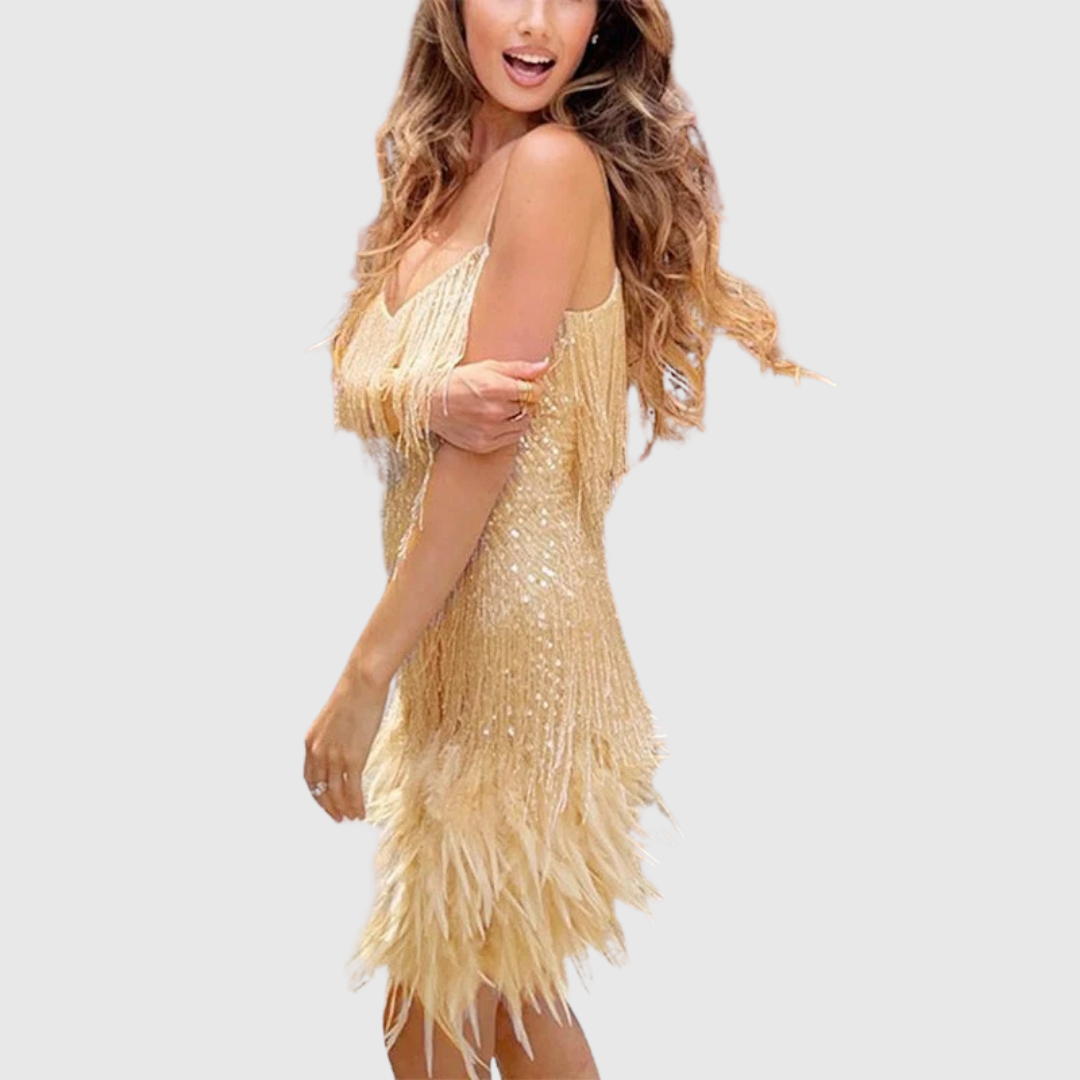 Isimay | Cocktail Kleid with Feather Fringe