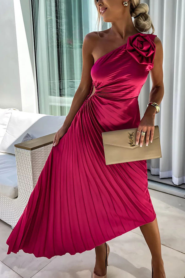 Mandy | Elegant Shoulder Pleated Kleid