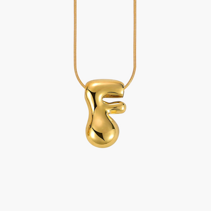 Golden Glow Bubble Letter Initial Halskette