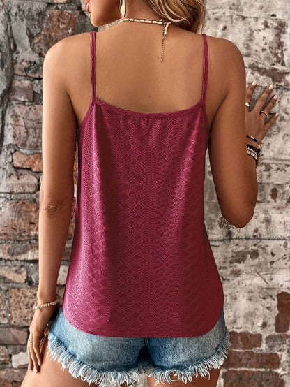 Damen’s V-Neck Lace Summer Top with Spaghetti Straps