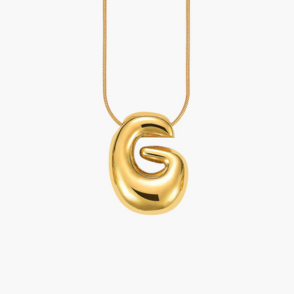Golden Glow Bubble Letter Initial Halskette