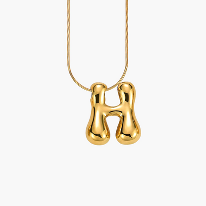 Golden Glow Bubble Letter Initial Halskette