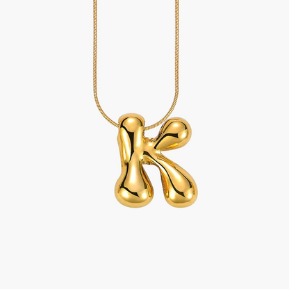 Golden Glow Bubble Letter Initial Halskette