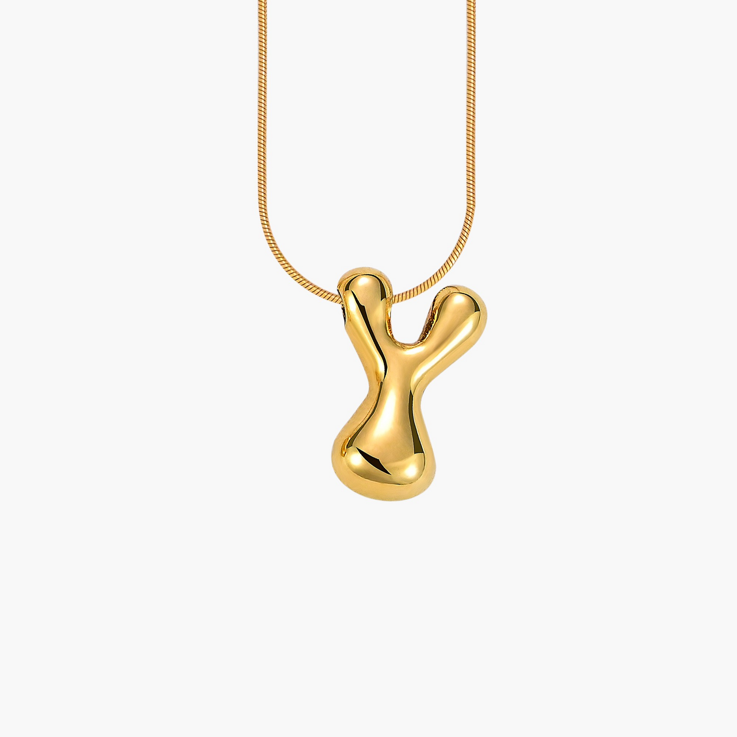 Golden Glow Bubble Letter Initial Halskette
