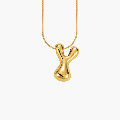 Golden Glow Bubble Letter Initial Halskette