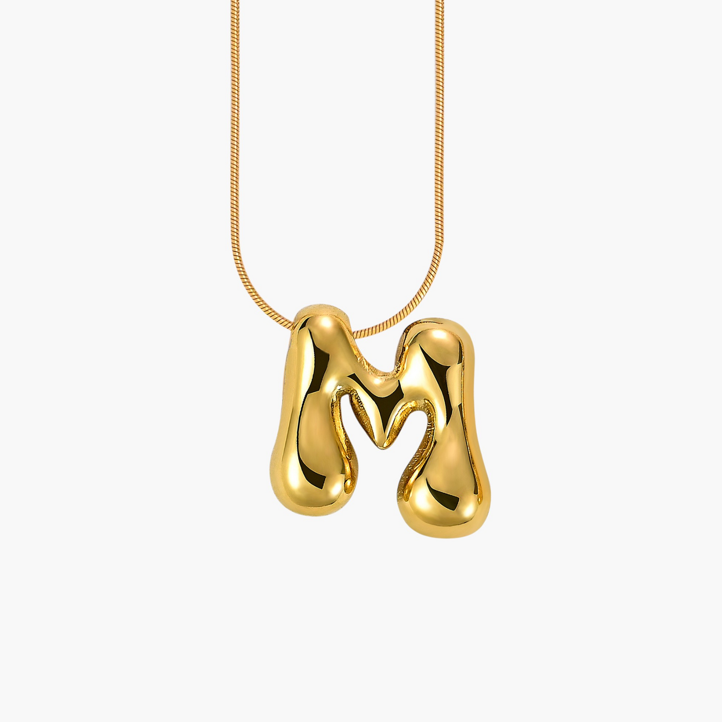 Golden Glow Bubble Letter Initial Halskette